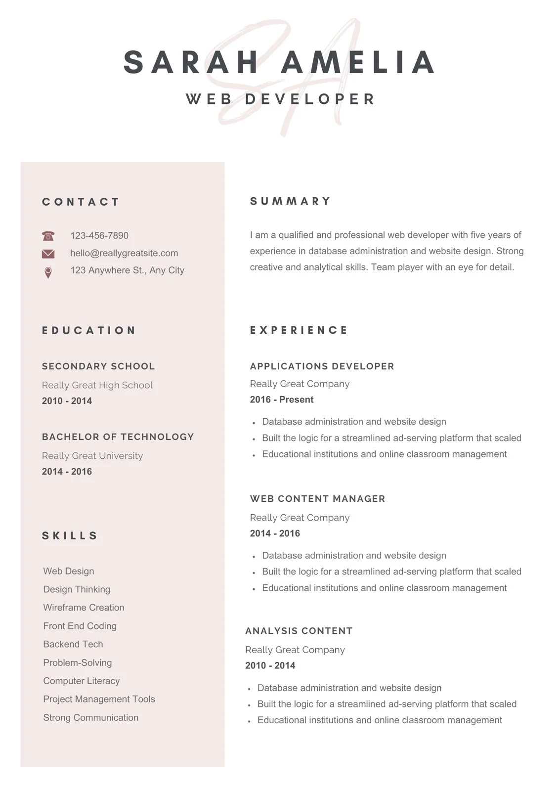 Minimalist Resume Template preview